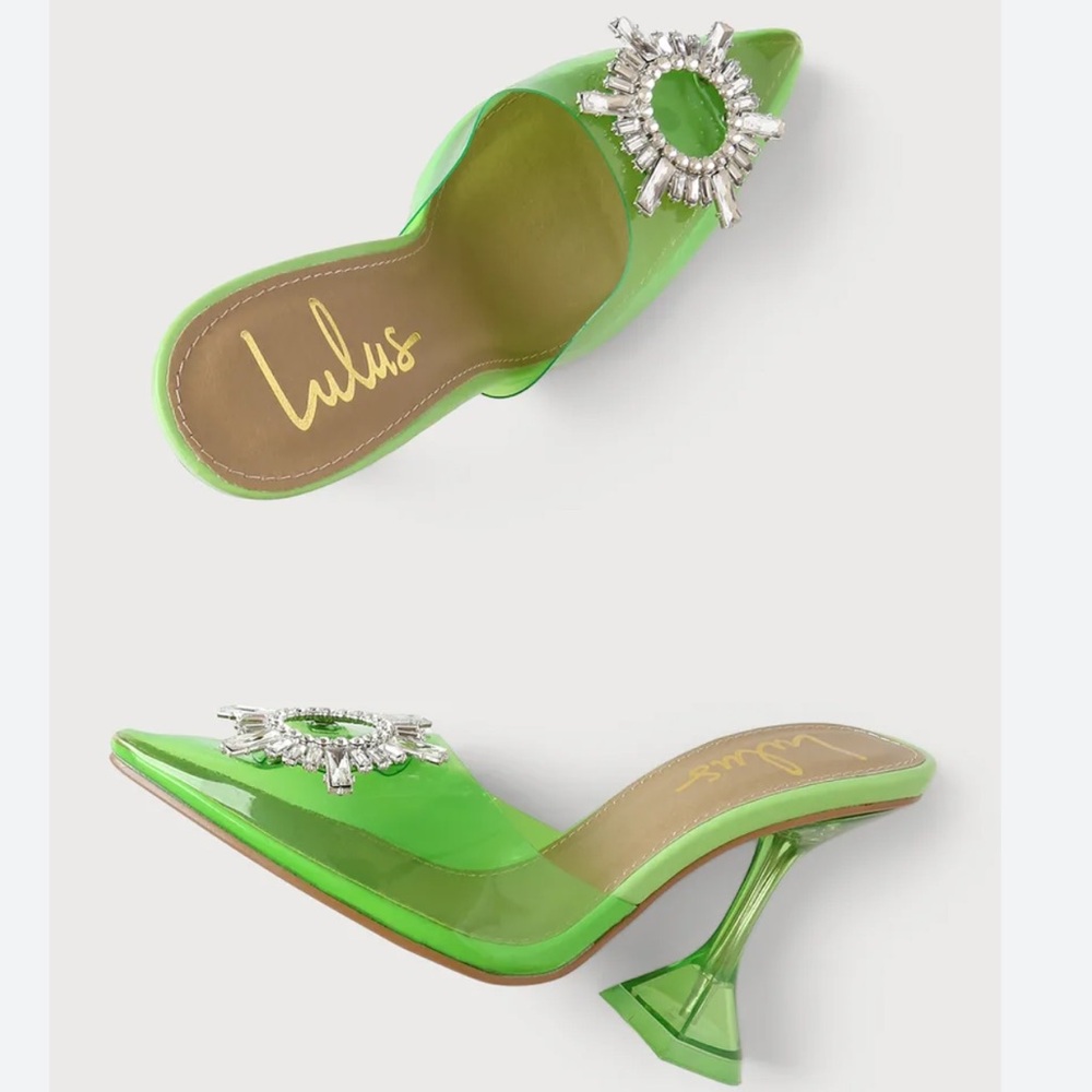 Lulu’s Midnight Lime Pointed-Toe Heels Size 7.5 NWOB - Picture 2 of 6